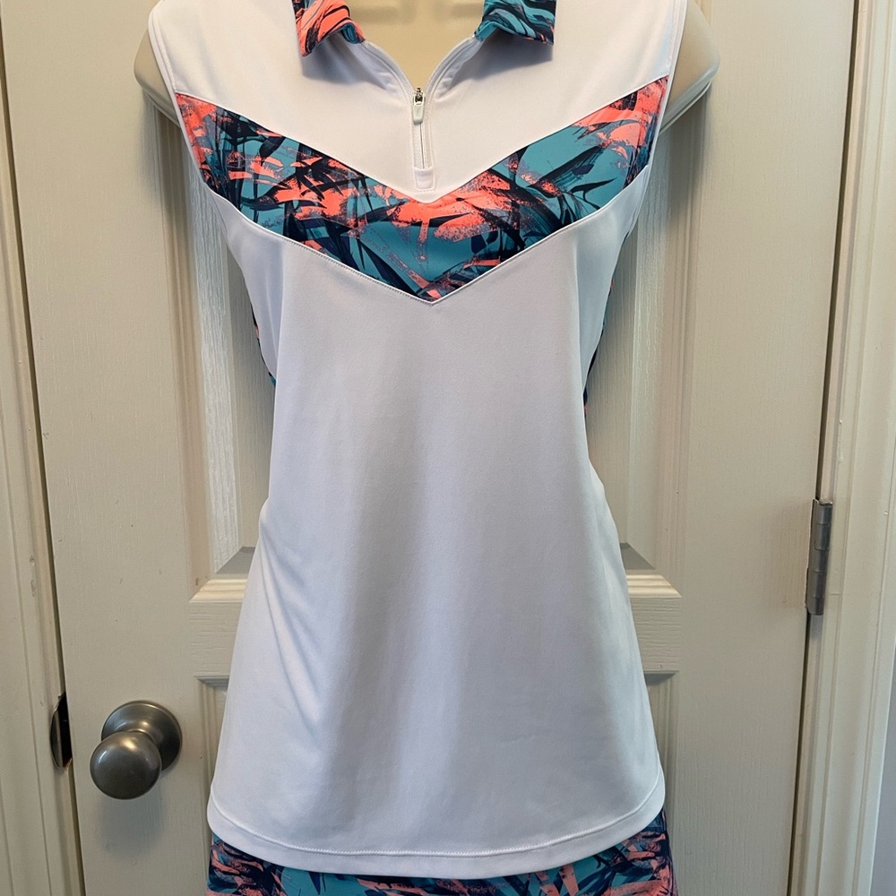 Slazenger Women's Tropical Print Golf top with matching skirt.